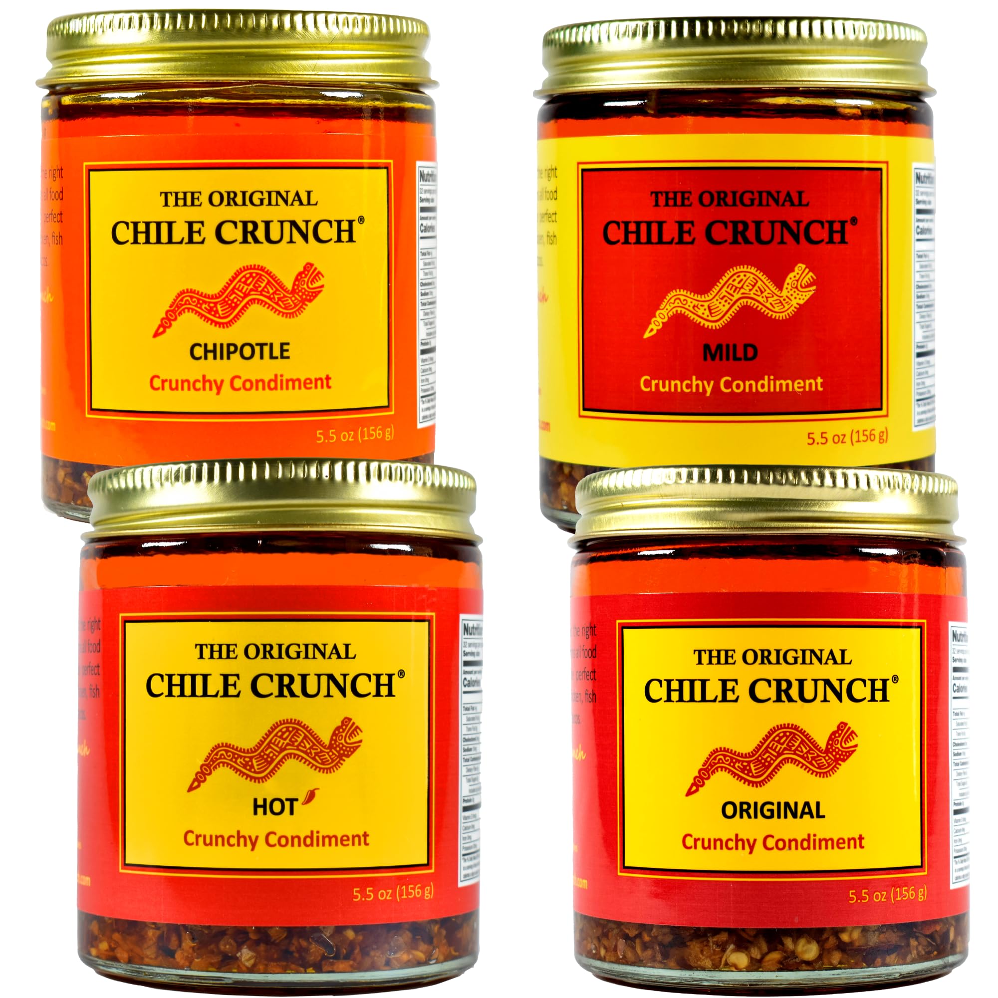 CHILE CRUNCH - Crunchy Condiment - All Natural Roasted Chili Peppers, Garlic & Onion Crisp Sauce - Vegan, Gluten-Free, No Preservatives - Homemade