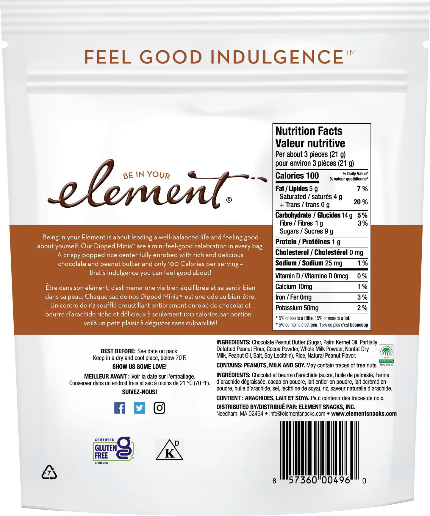Element Chocolate Peanut Butter Dipped Minis, 3 OZ