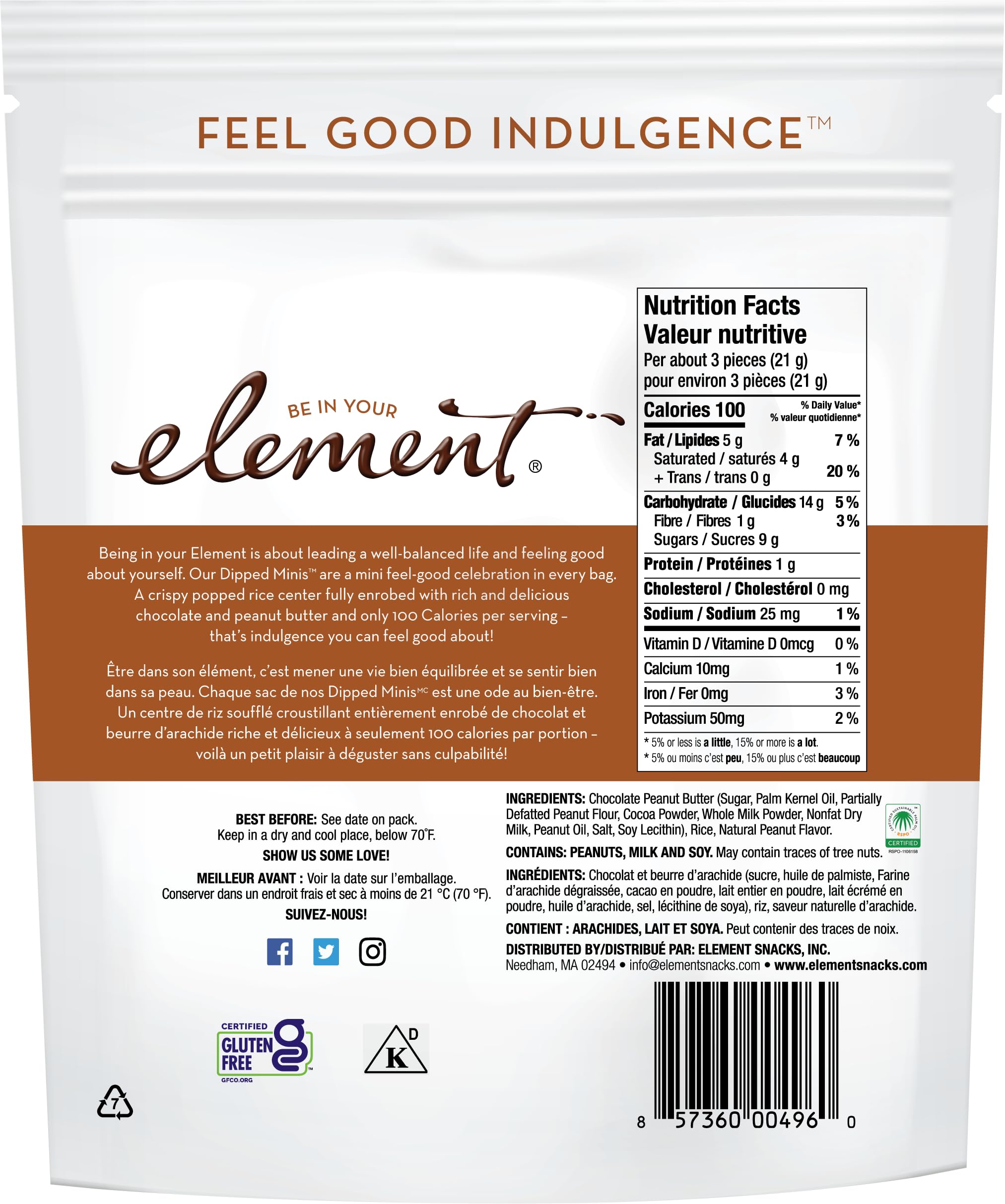 Element Chocolate Peanut Butter Dipped Minis, 3 OZ