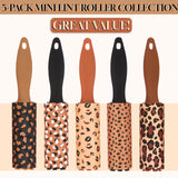 5pc Brown Mini Lint Roller Value Pack - Colorful Compact Rollers for Travel | Pet Hair & Lint Remover for Clothing & Household Use | Portable