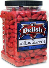 Red Jordan Almonds by Its Delish, 3.5 lbs Jumbo Container | Sugared Almond Nut with Sweet Hard Candy Coating - Bulk Wedding Favors and Party Buffets