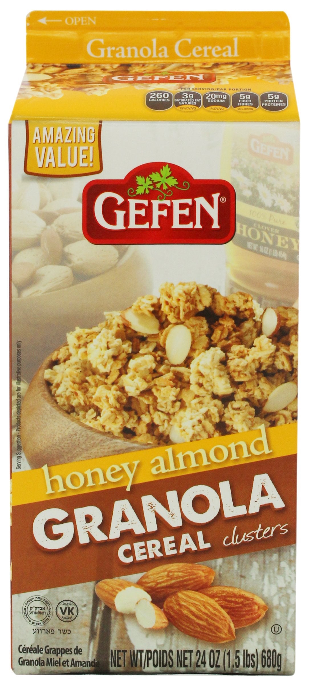 Gefen Honey Almond "Granola" Cereal Clusters, 24oz Pack of 2, Amazing Value!
