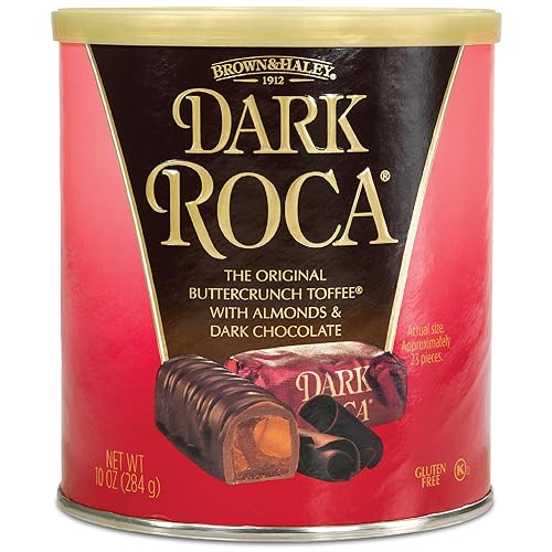Almond Roca Pack of 1-10oz Individually Wrapped Dark Chocolate Candy - Buttercrunch Toffee with Almonds Covered in Chocolate - Gluten Free, Kosher
