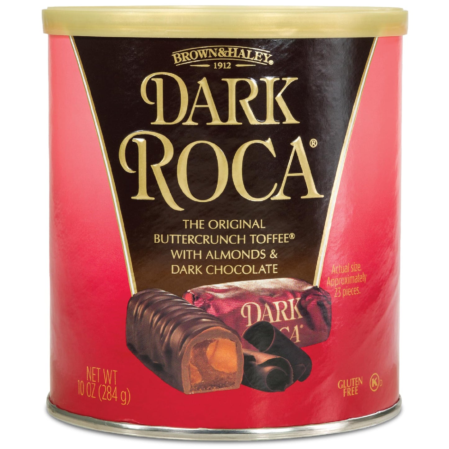 Almond Roca Pack of 1-10oz Individually Wrapped Dark Chocolate Candy - Buttercrunch Toffee with Almonds Covered in Chocolate - Gluten Free, Kosher