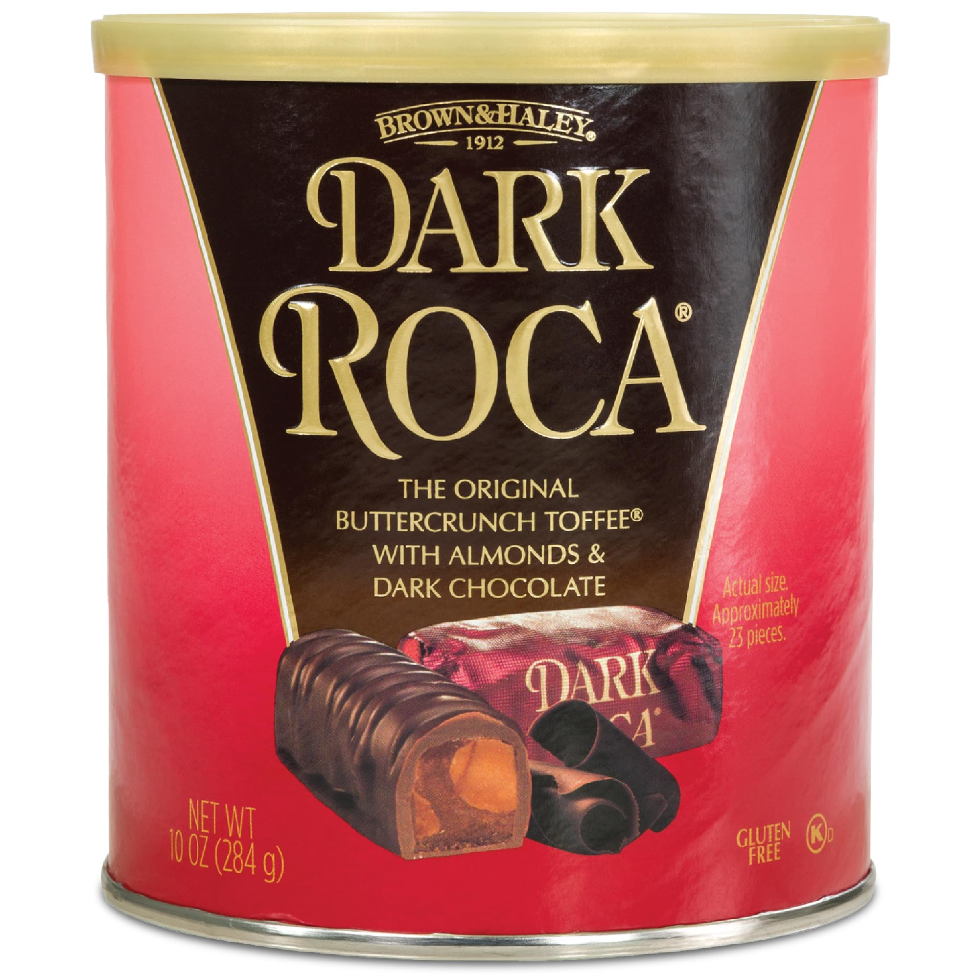 Almond Roca Pack of 1-10oz Individually Wrapped Dark Chocolate Candy - Buttercrunch Toffee with Almonds Covered in Chocolate - Gluten Free, Kosher