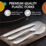 Party Solids White Plastic Forks 200 Pieces White Forks Disposable Utensils Heavy Duty Plastic Cutlery Set Disposable Cutlery Sets Flatware Sets