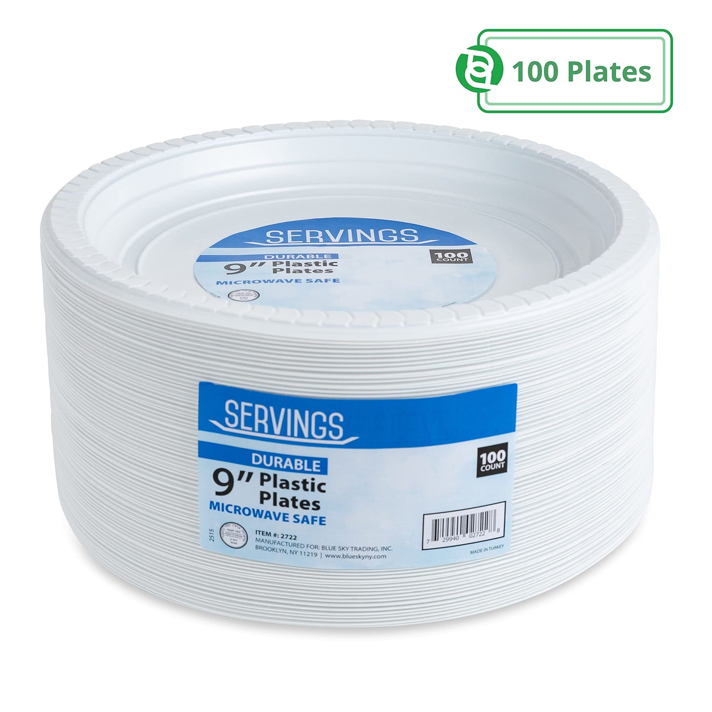 Blue Sky 9-Inch White Plastic Plate (100 Count -9 Inch Plate)
