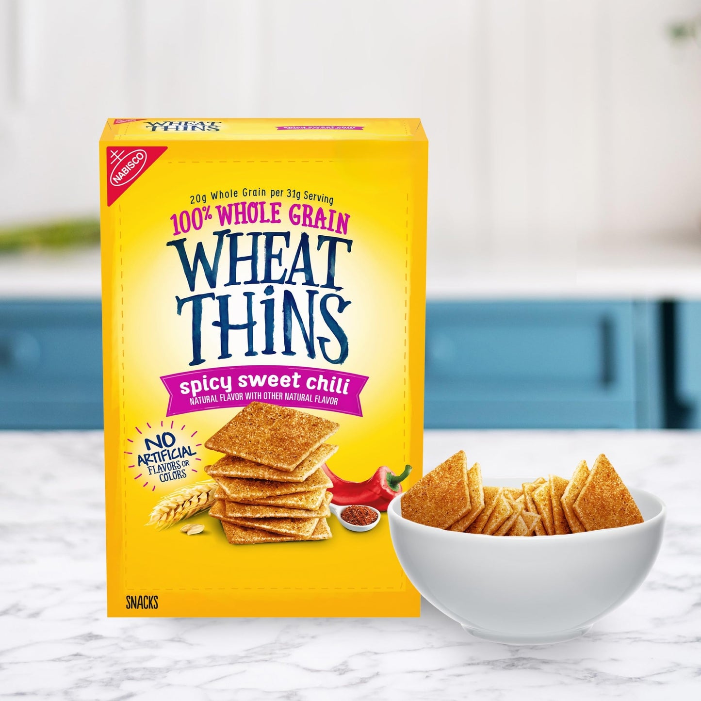 Wheat Thins Spicy Sweet Chili Snacks, Whole Grain Wheat Crackers, Snack Crackers, 8.5 oz