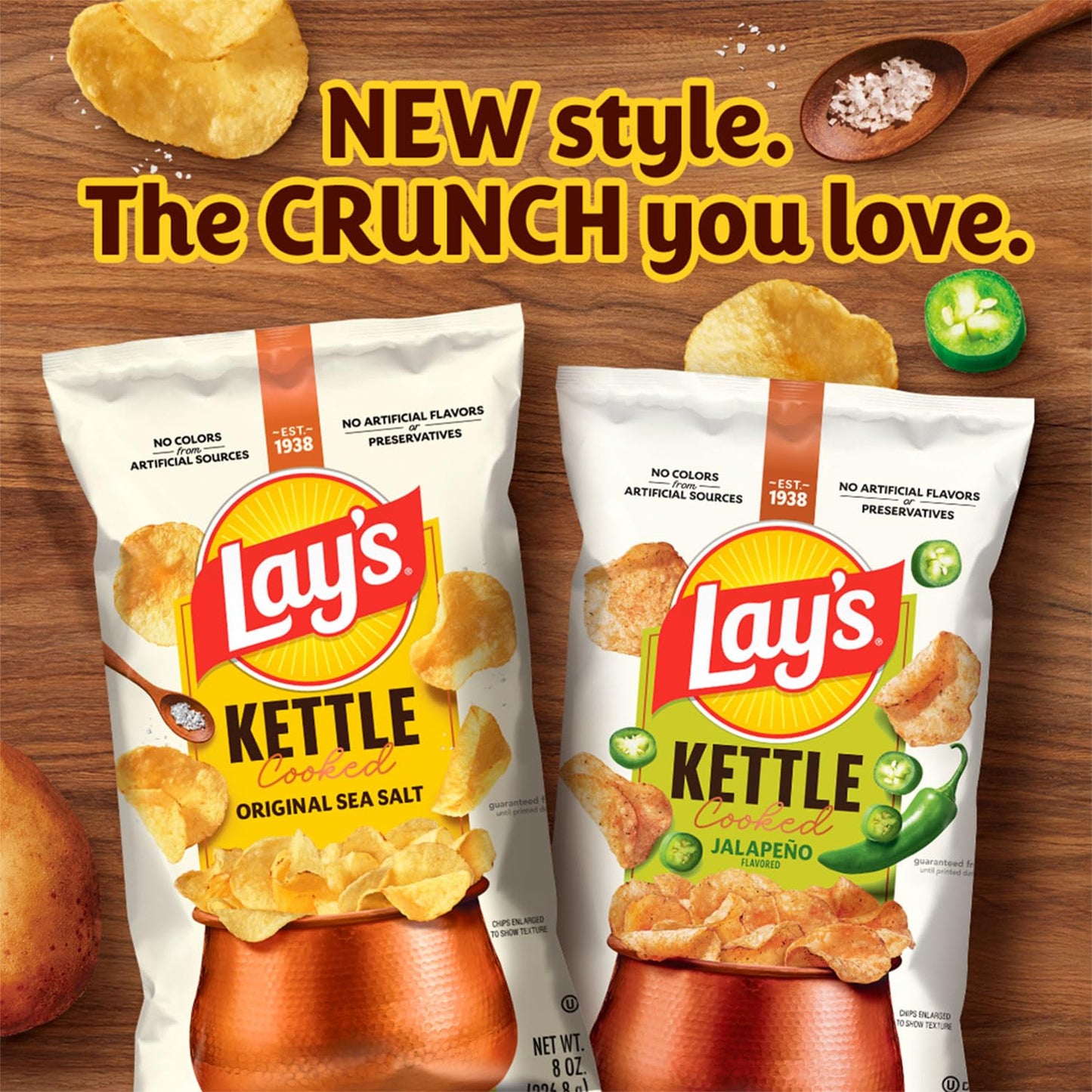 Lay's Kettle Cooked Jalapeno Potato Chips, 12.5 Oz