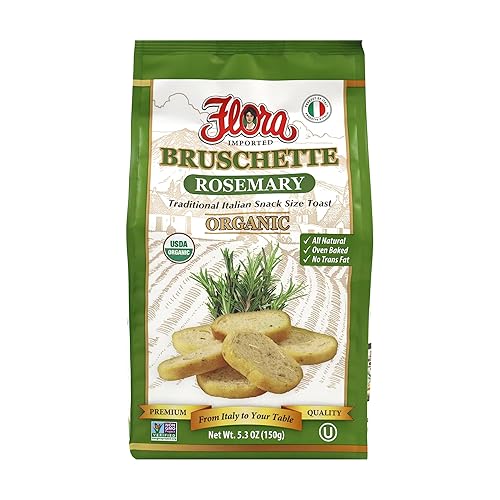 Flora Foods Organic Bruschette Mini Toasts (Rosemary) - Imported from Italy - Bread for Bruschetta