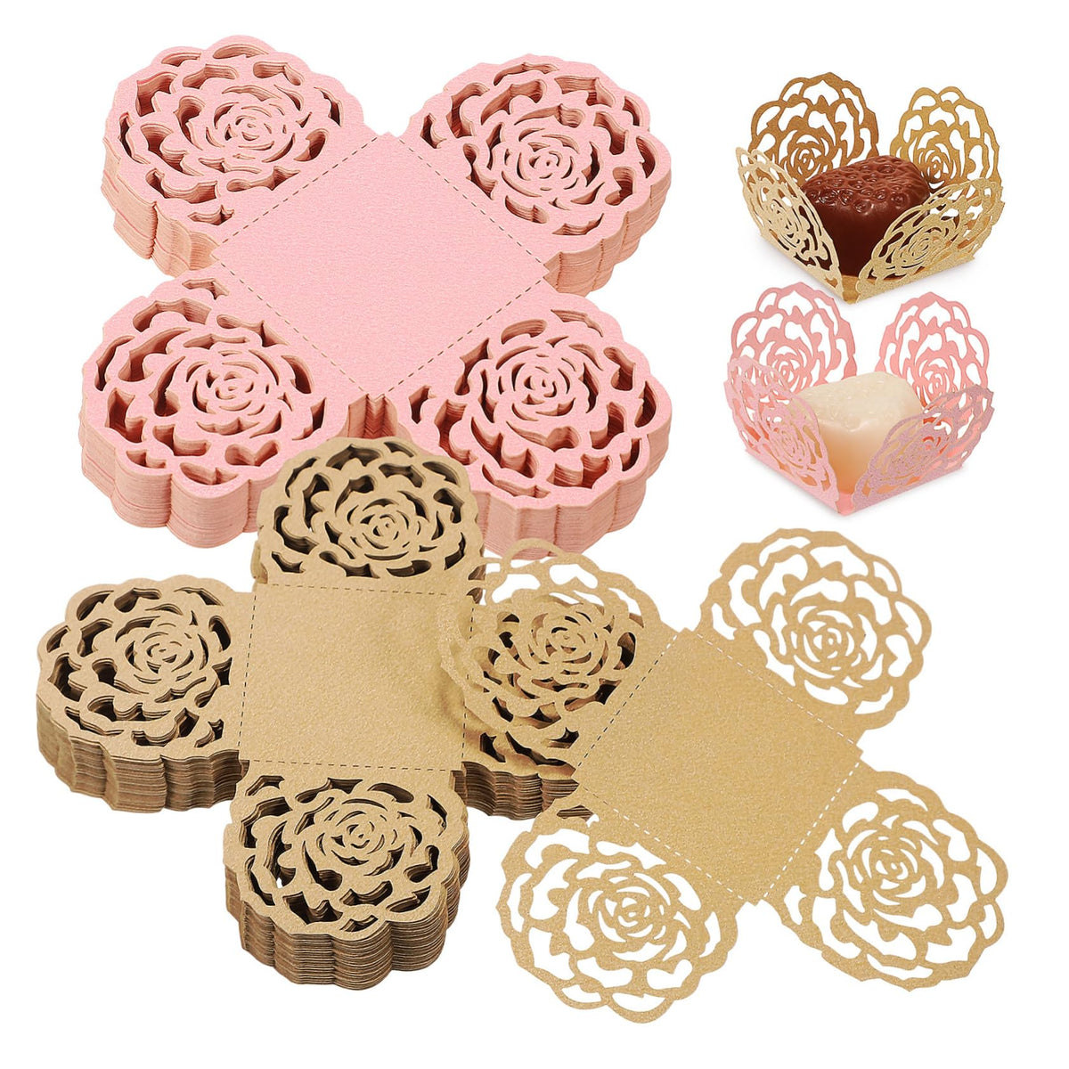 LALADEFIEE 100pcs Truffle Wrappers Elegant Shaped Chocolate Liners for Weddings Parties for Candy Boxes Mini Lightweight Compact Design