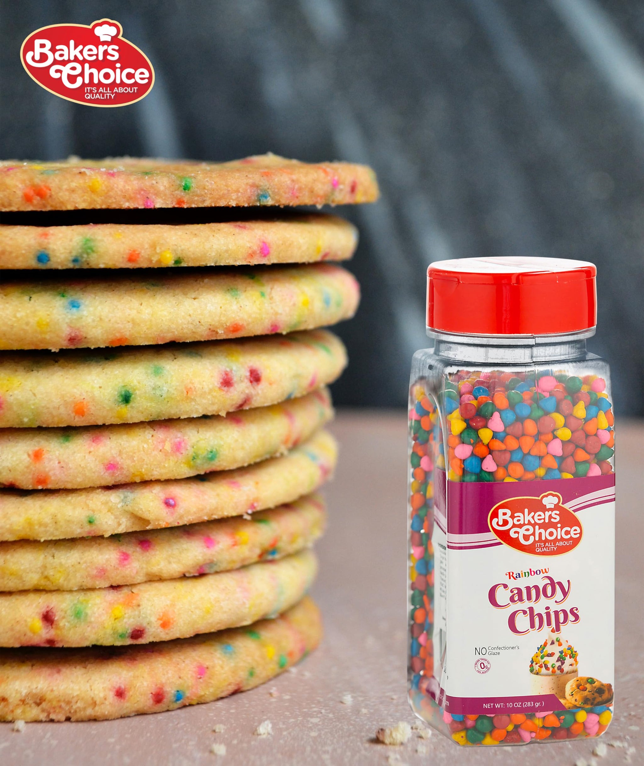 Rainbow Candy Coated Chocolate Chips - Dairy Free, Kosher - 10 oz. - Baker's Choice