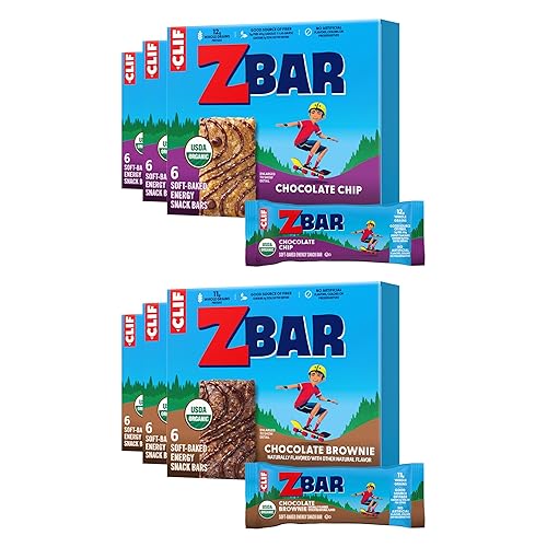 Zbar - Chocolate Chip and Chocolate Brownie - Variety Pack - Soft Baked Snack Bars - Non-GMO - 10-11g Whole Grains - USDA Organic Granola Bars (36