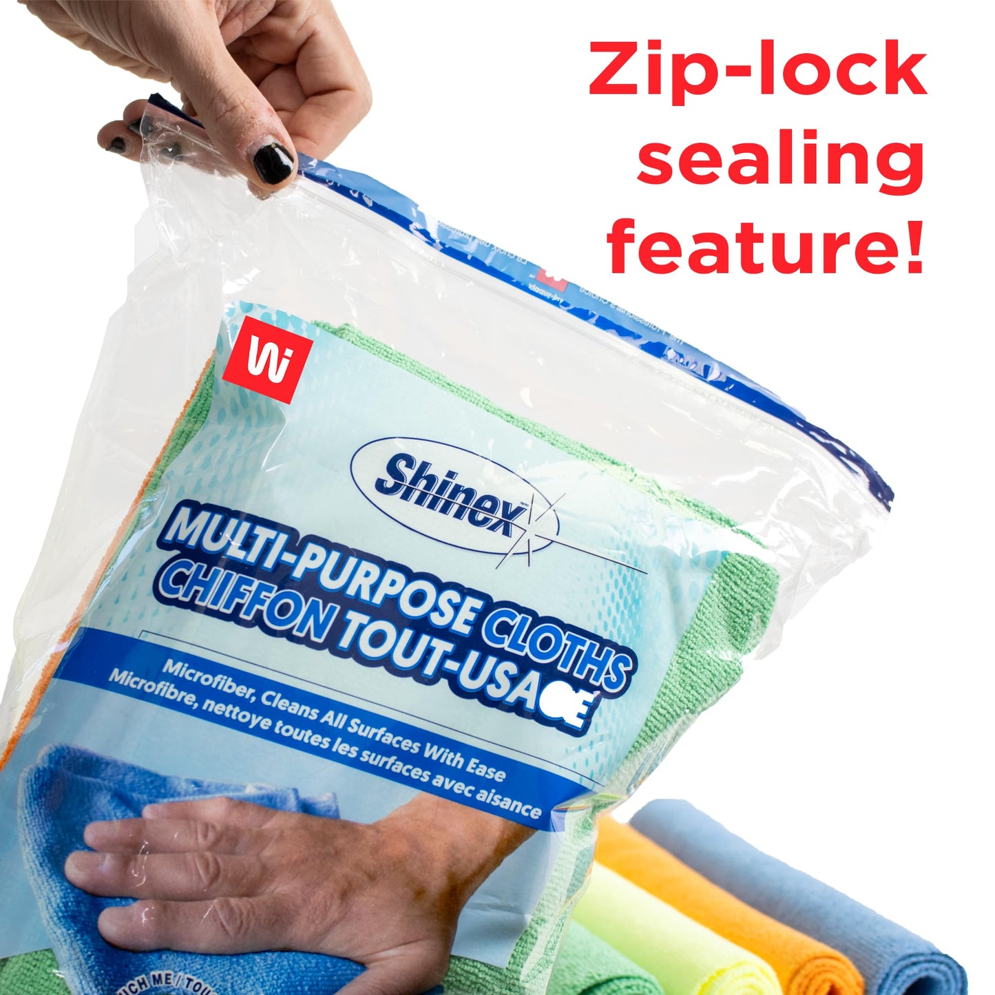 Wi-Supply Microfiber Towels 24 Pack - True to Size 14 x 14, Stitch Free, Washable, Reusable Cleaning Cloths, No Residue Rags for Dusting, Washing