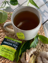 Bigelow Tea Green Tea with Ginger Plus Probiotics, Caffeinated, 18 Count, (Pack of 1), 18 Total Tea Bags