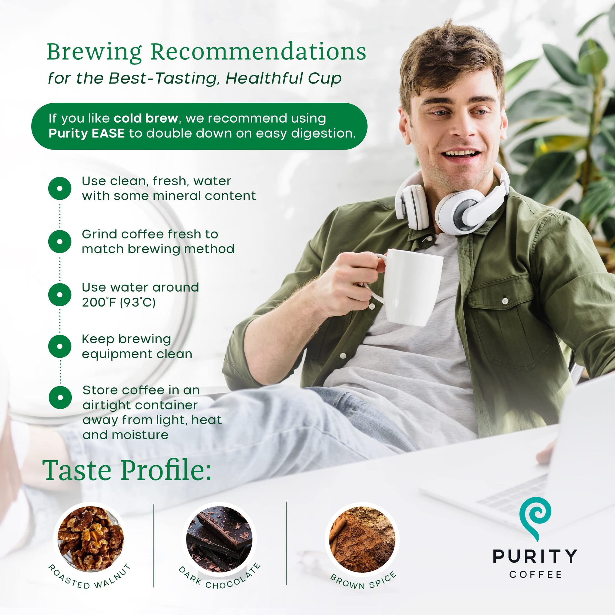 Purity Coffee EASE Low Acid Dark Roast Whole Bean (5lb Bag) | Specialty-Grade USDA Organic Arabica Blend | Third Party Tested for Mold, Mycotoxins