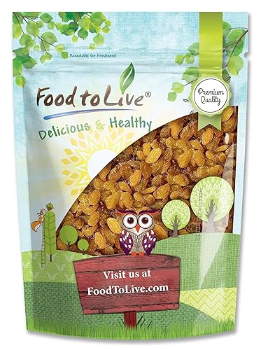 Food to Live California Jumbo Golden Raisins, 12 Ounces - Seedless, Sun-Dried, No Added Oil, No Added Sugar, Kosher, Vegan, Raw, Bulk