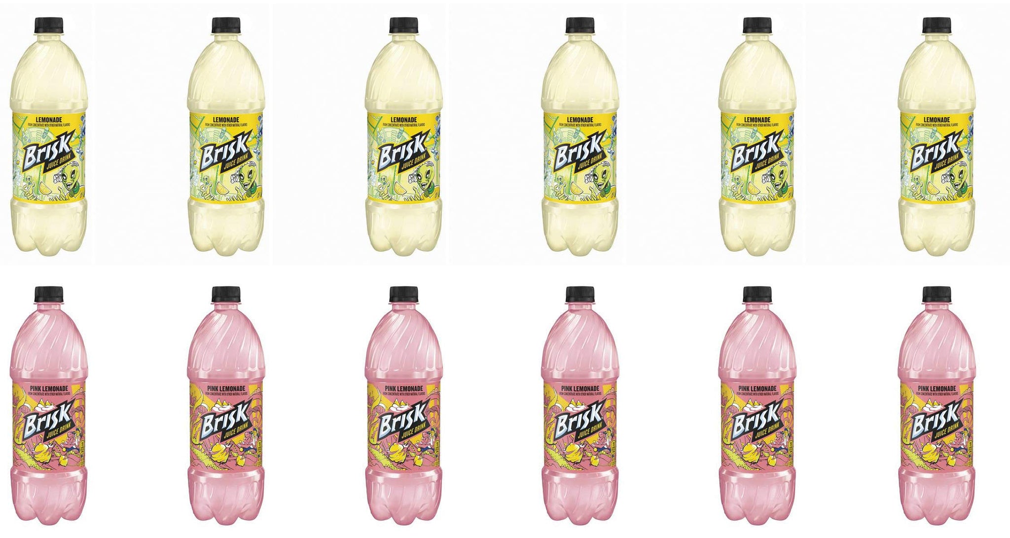 LUV BOX - Variety Brisk Lemonade Pack 1L Plastic Bottle, 12 Per Case, Pink Lemonade , Lemonade
