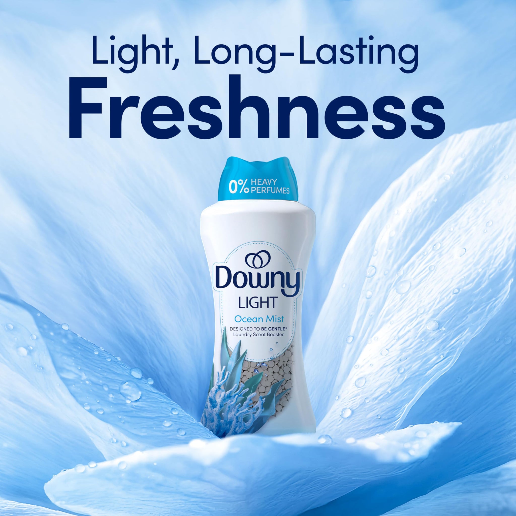 Downy Light Laundry Scent Booster Beads, Ocean Mist Scent, 24 OZ, In-Wash Fabric Beads Designed To Be Gentle With A Light Boost Of Scent, No Heavy