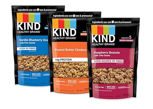 Kind Healthy Grains Clusters- Super Variety Packs 11 Oz (Pack of 3) Peanut Butter,Vanilla Blueberry,Rasberry by BAR