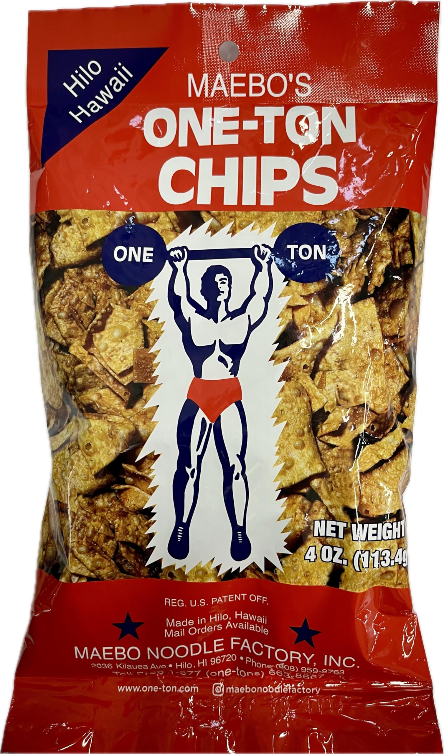 Maebo's One-Ton Chips Won Ton Crackers 6 Bags - 4 oz. each