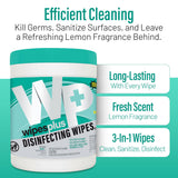 WIPESPLUS Disinfecting Surface Wipes Canister Bleach Free with Lemon Scent for Home and Business, 240 Count