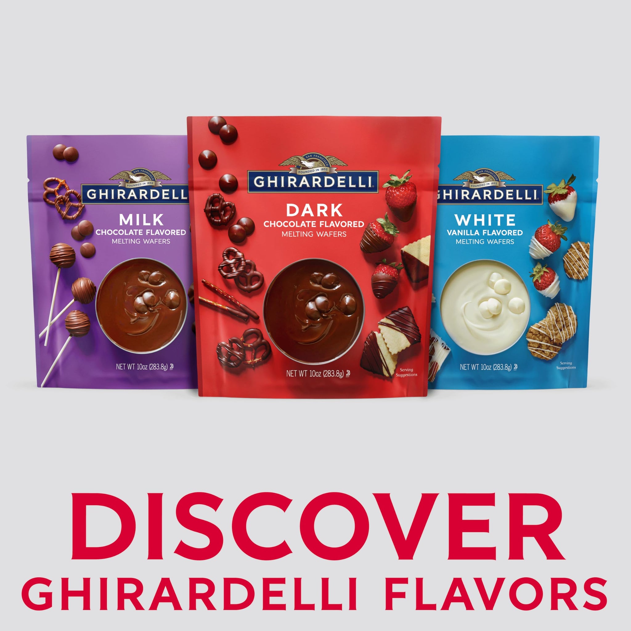 GHIRARDELLI Dark Chocolate Flavored Melting Wafers, 10 oz Bag - Rich Chocolate Candy Melts for Dipping, Coating, Molding & Baking
