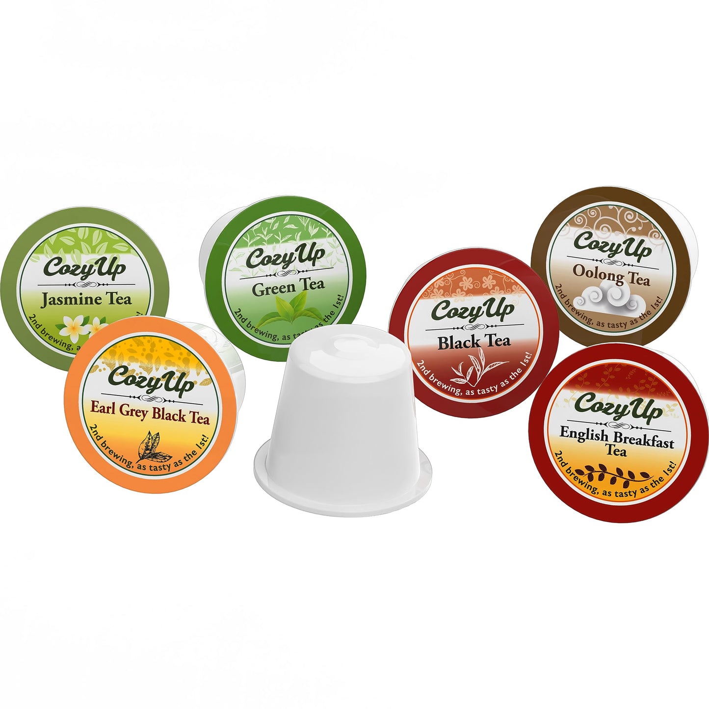 Cozy Up 36-Count 6 Flavors Variety Pack Tea Compatible with Keurig K-Cup Brewers, Including Green, Black, Jasmine, Earl Grey, English Breakfast