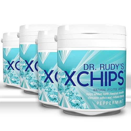 Mint Xylitol Xchips by Dr Rudy's: 4 Pack for Dry Mouth & Fresh Breath