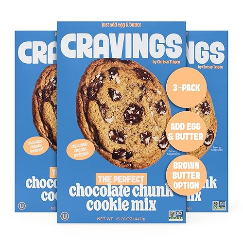 Cravings by Chrissy Teigen Chocolate Chip Cookie Mix - Makes 12 4-inch Cookies, Includes Chocolate Chunks, Easy Cookie Mix (Pack of 3)