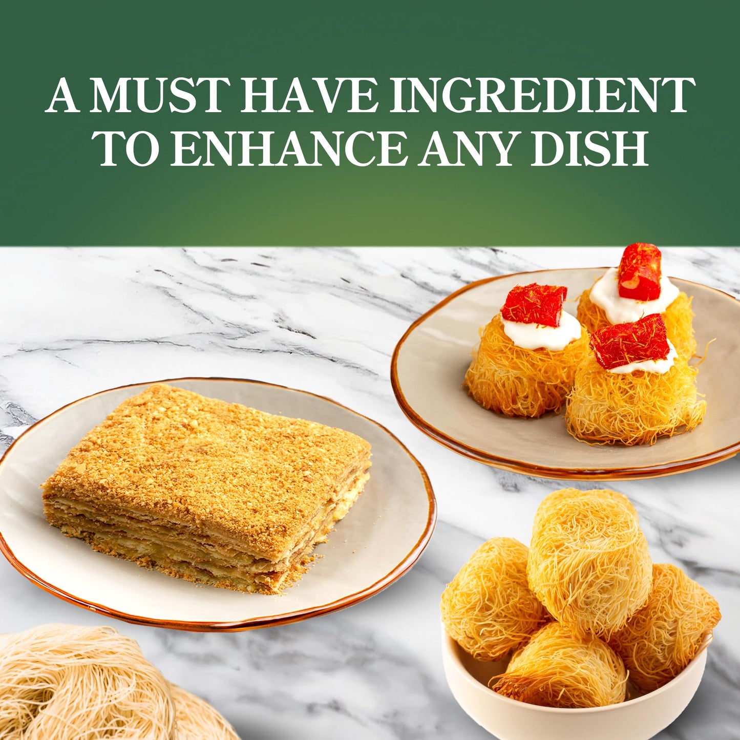 Rah Kataifi Shredded Fillo Dough - 500g (1.1lb) Kadayif For Dubai Chocolate, Knafeh Shredded Phyllo Dough Perfect For Dubai Chocolate Ingredients