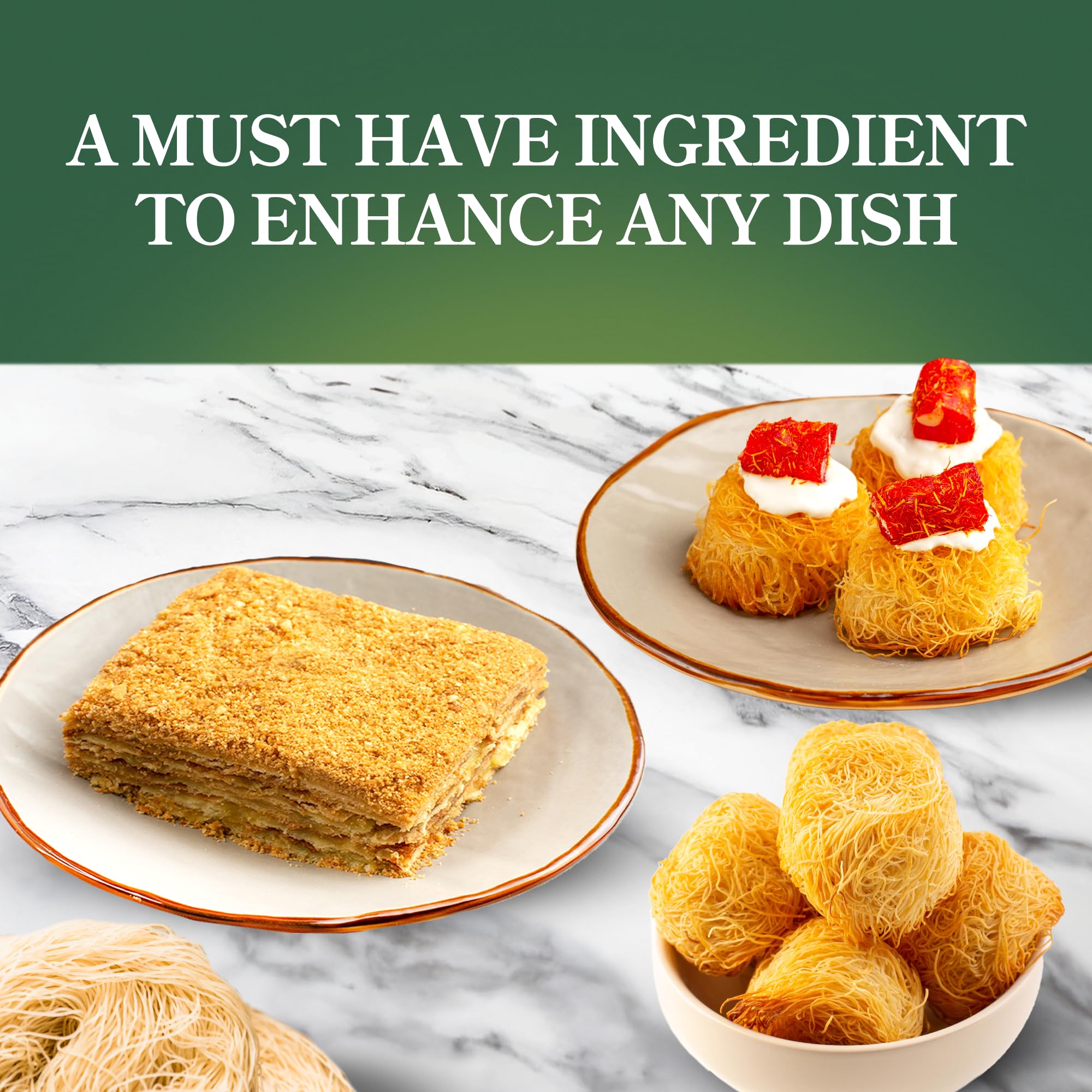 Rah Kataifi Shredded Fillo Dough - 500g (1.1lb) Kadayif For Dubai Chocolate, Knafeh Shredded Phyllo Dough Perfect For Dubai Chocolate Ingredients