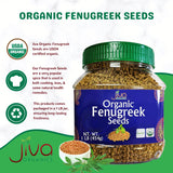Jiva Organics Organic Fenugreek Seeds Whole 1 Pound Jar - Methi Seed for Cooking, Sprouting & Beauty Care