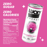 Lucky Energy Drink Variety Pack - Slush Series (Cherry, Blue Razz, Strawberry) - Zero Sugar, 0 Calorie Performance Beverage with 200mg Caffeine, Maca