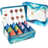 Teabloom Wellness Tea Collection - Fruit & Herbal Assortment with 12 Plant-Based Pyramid Sachets, Organic Ingredients, Elegant Presentation Box