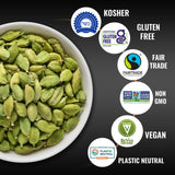 5Senses Green Malabar Cardamom Pods | Cardamomo | Malabar Melody | Single Origin, Non-GMO, Fairtrade Gourmet Spices, Whole Spices (200g/7oz)