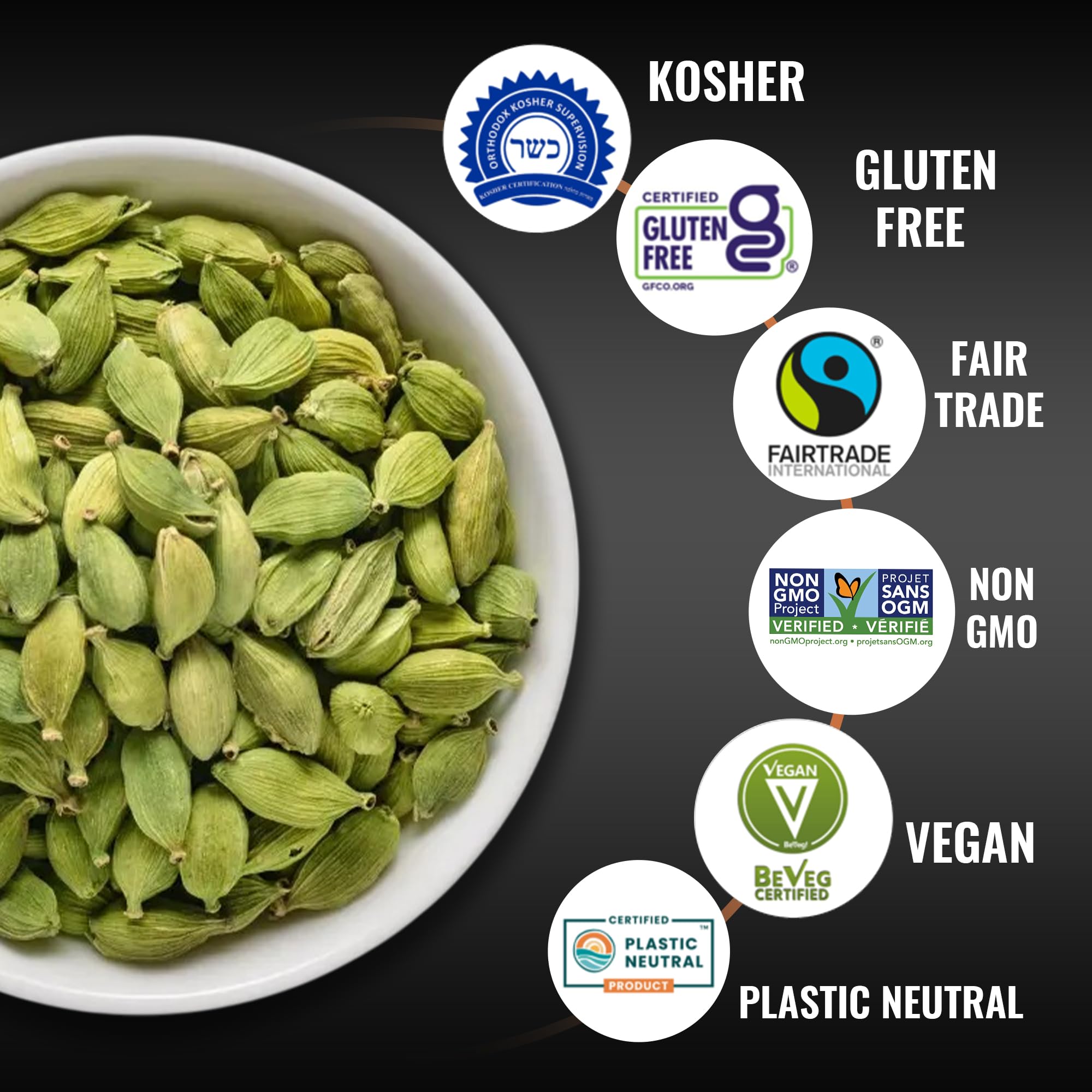 5Senses Green Malabar Cardamom Pods | Cardamomo | Malabar Melody | Single Origin, Non-GMO, Fairtrade Gourmet Spices, Whole Spices (200g/7oz)