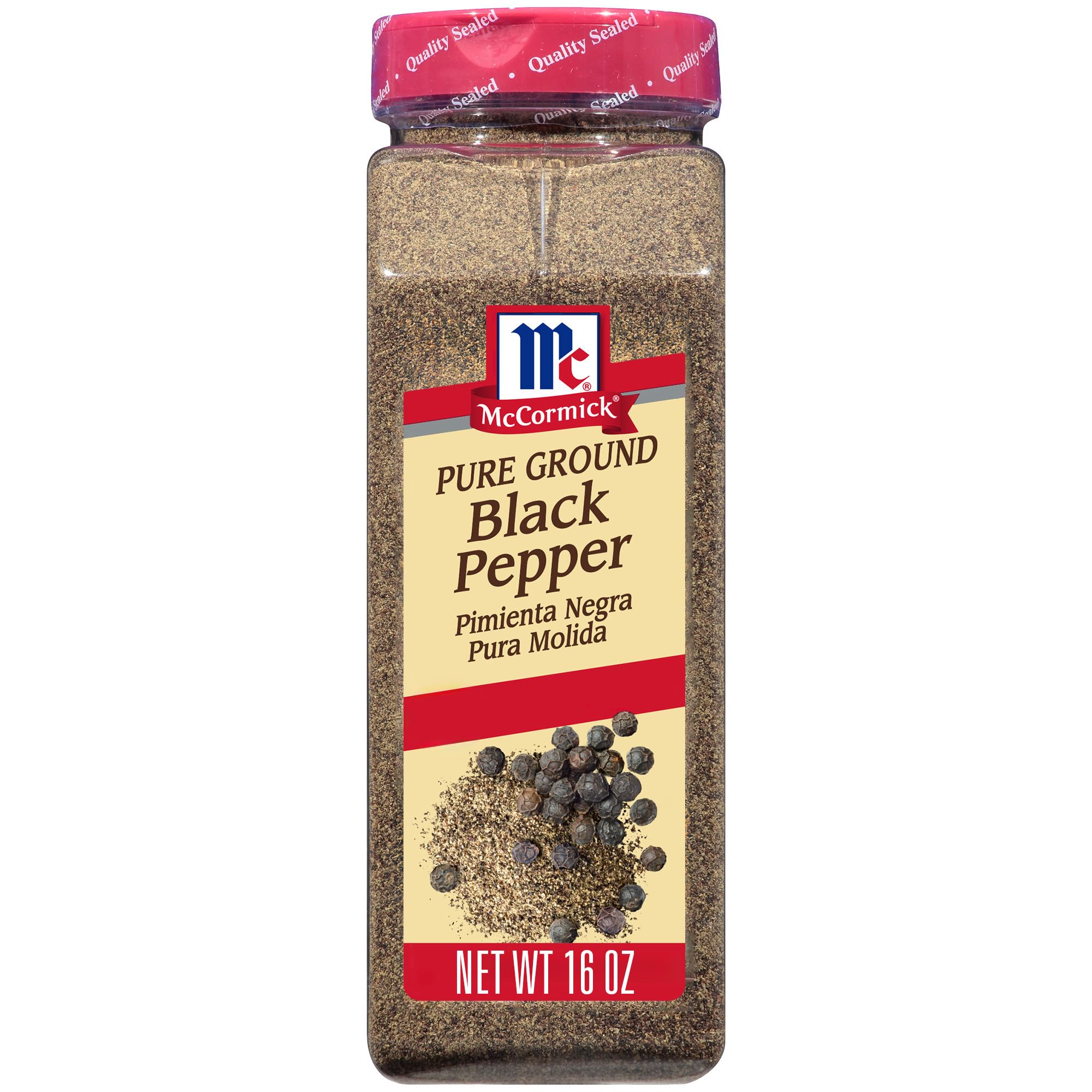 McCormick Black Pepper, Pure Ground, Non GMO, Hand-Harvested, Enjoy Distinctive Pepper Flavor While Cooking & Tableside, 16 oz