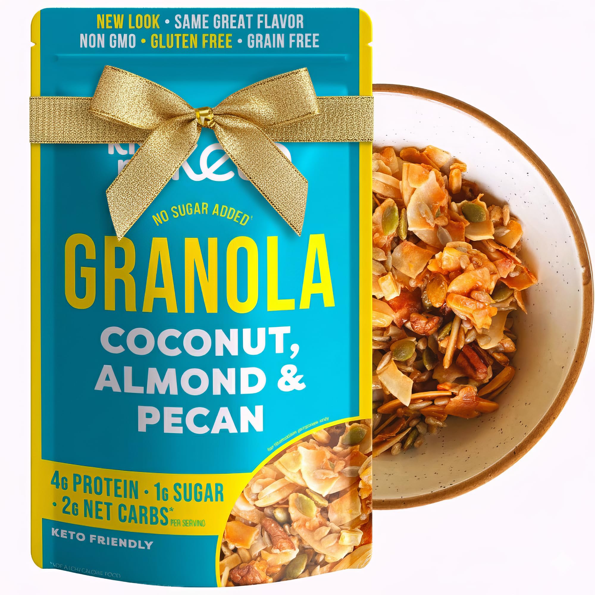 Kiss My Keto Granola Cereal - Grain Free Keto Cereal, Gluten Free Protein, Keto Nut for Yogurt (Coconut, Almond & Pecan, Pack of 1)