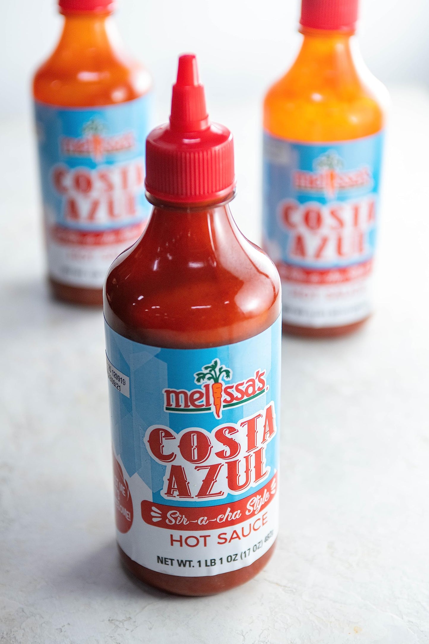 Costa Azul Hot Sauce | 17oz Easy Squeeze Bottle | Sriracha Style Sauce - 3 pack