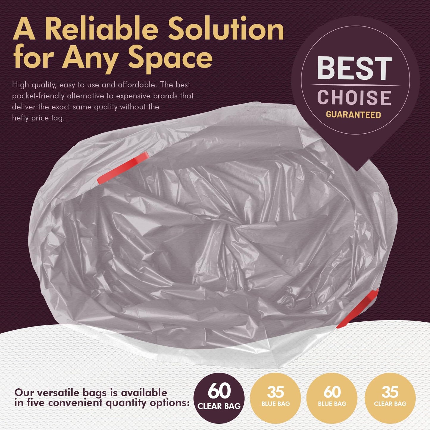 PAMI Recycling Tall Kitchen Drawstring Trash Bags- Extra-Strong Plastic Garbage Bags- Thick Trash Can Liners For Kitchen & Outdoor Bins- 2ft x2ft