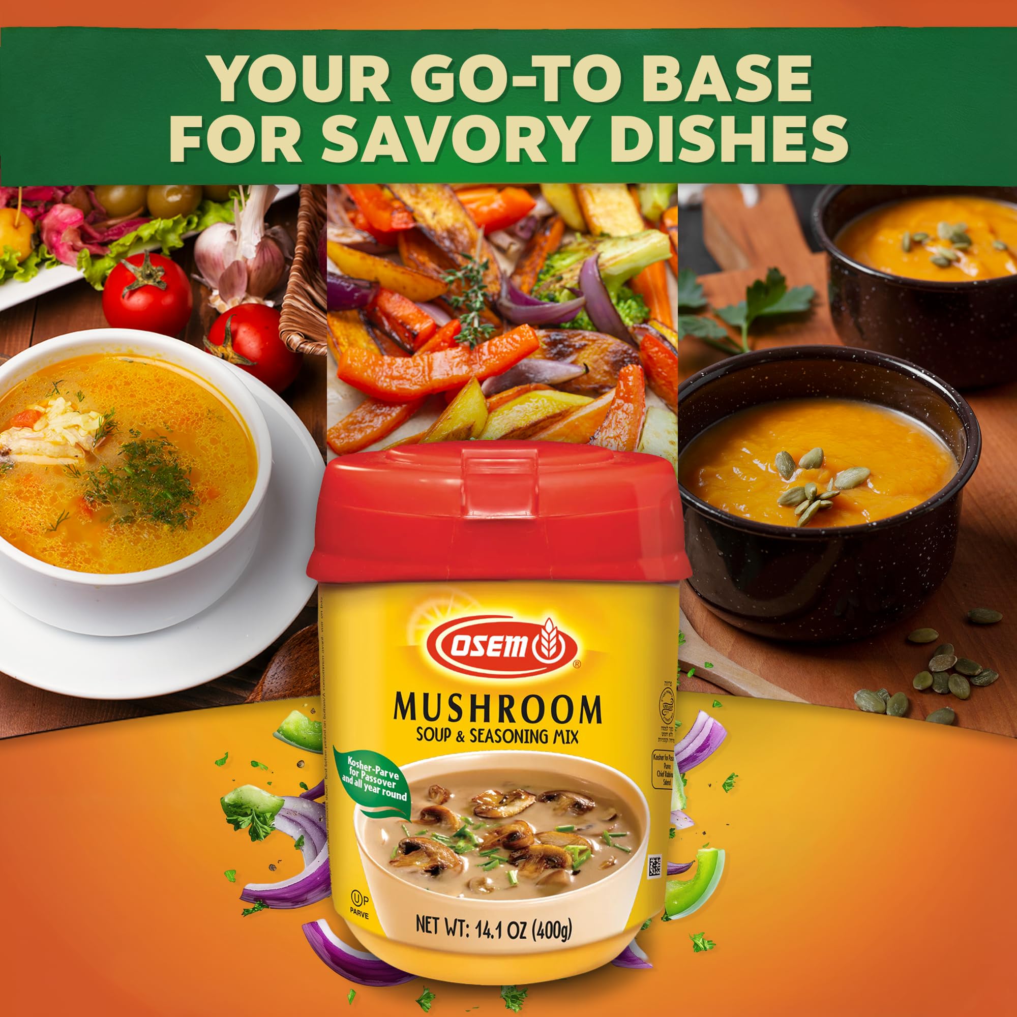 Osem Mushroom Flavored Soup & Seasoning Mix - Powder Broth Base, Perfect for Soups, Sauces, Stews, Rice, and More - Rich Savory Flavor Enhancer