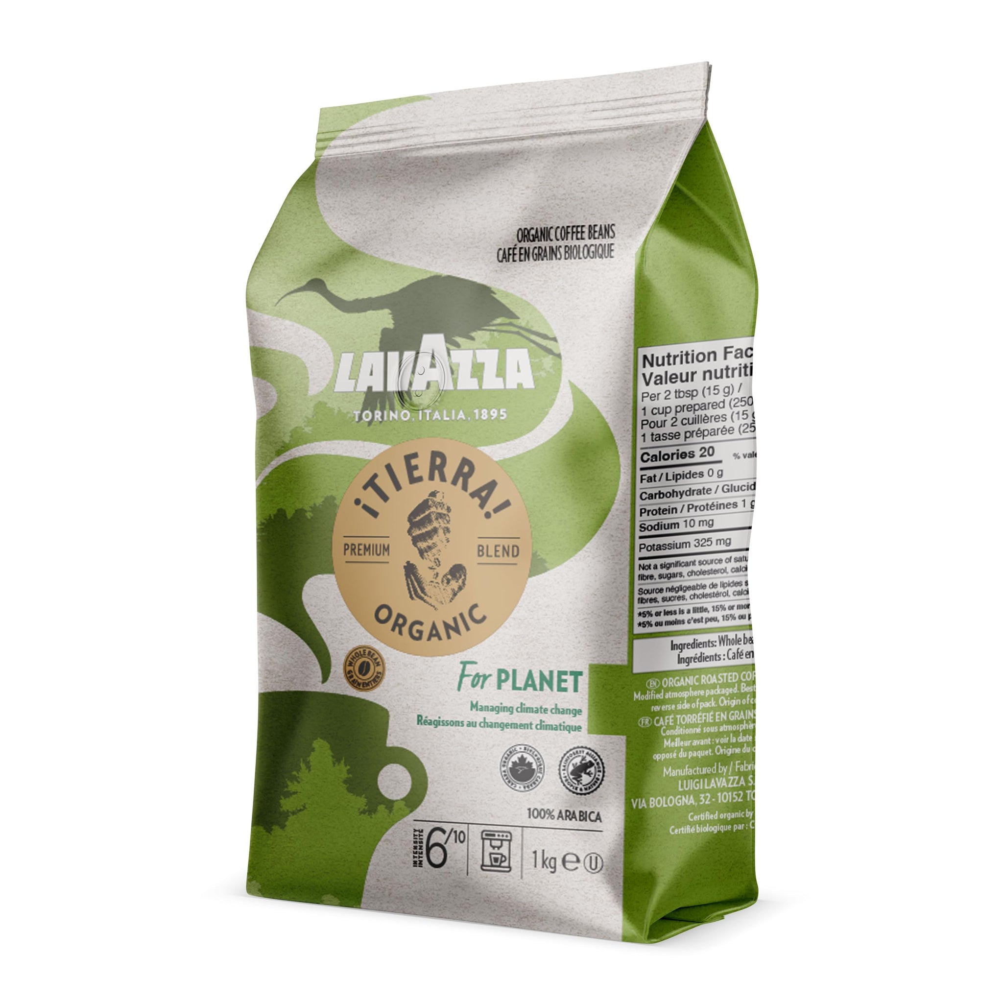 Lavazza ¡Tierra! Organic for Planet Whole Bean Coffee, Light Roast, 100% Arabica, 2.2 lb Bag (pack of 1)