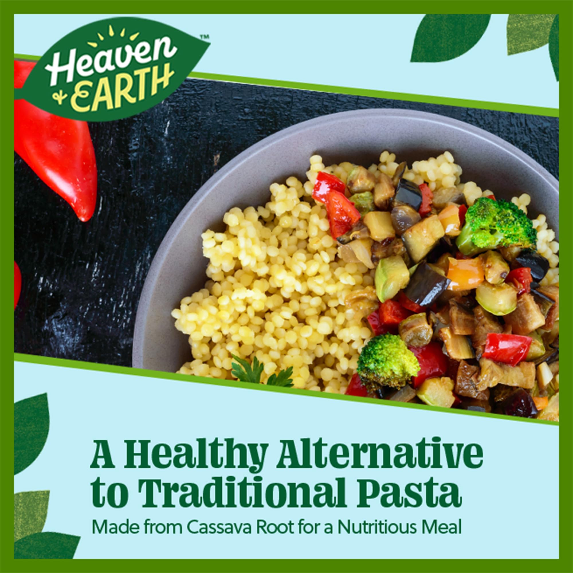 Heaven & Earth Grain Free Pasta, Cassava Pearled Couscous, 8oz (3 Pack) | Paleo Pasta | Vegan | Certified Gluten Free | Kosher for Passover