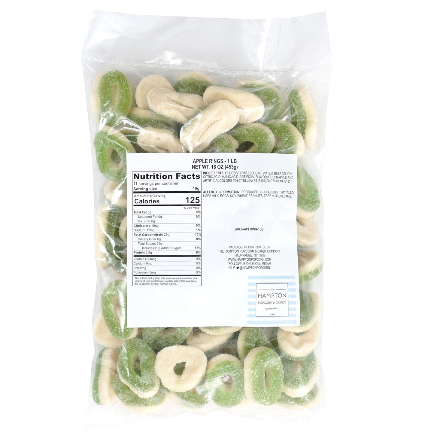 Apple Rings, 1 Pound Bulk Bag, Apple Gummy Rings