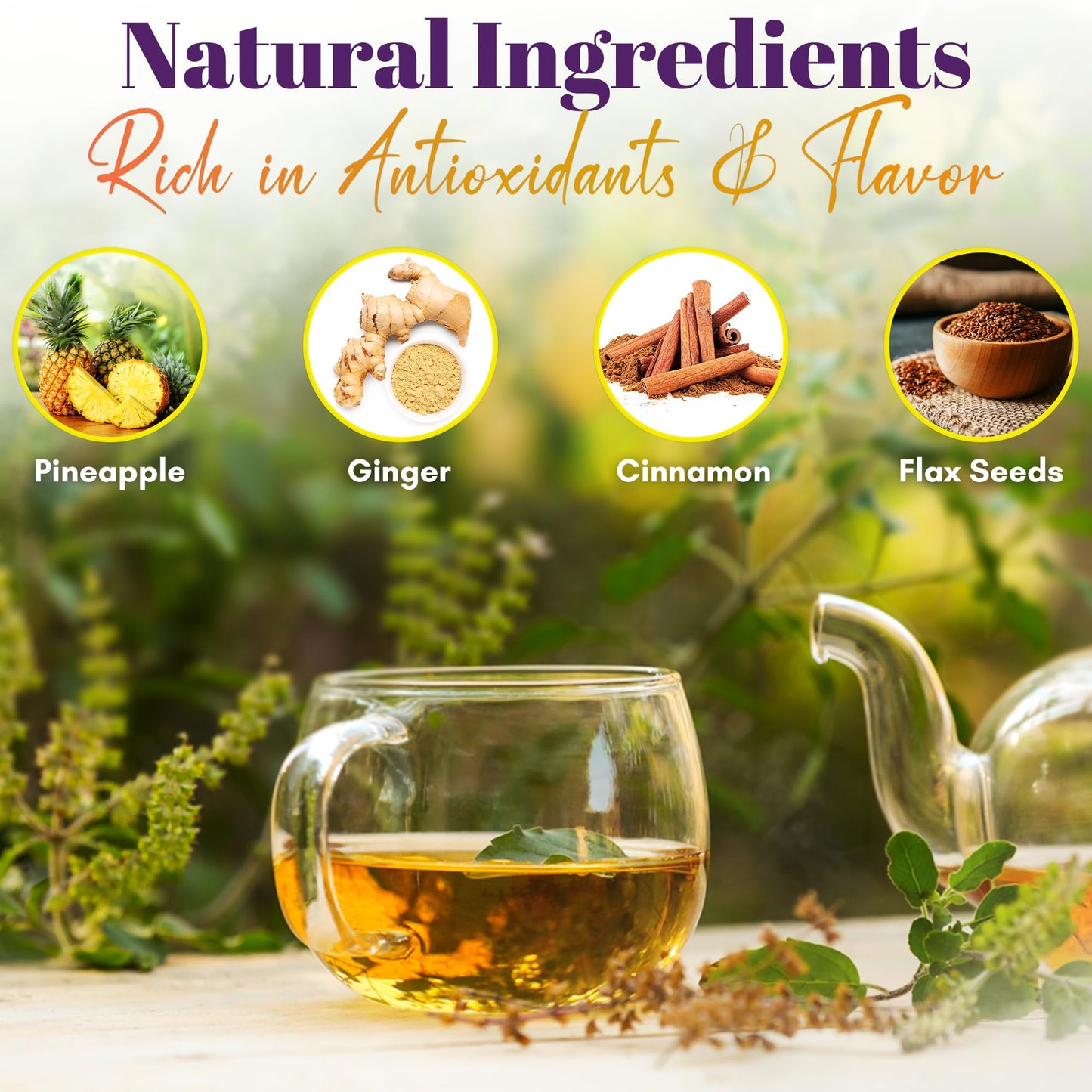 GN+Vida Tea CHUPA Panza, Tea Based ONGINGER Root, PINNEAPPLE, Flaxseed & Cinnamon (30 Tea Bags/0.10 oz Each)(Pack of 3)