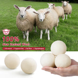 100% New Zealand Wool Dryer Balls XL Size - 6 Pack, Organic & Chemical-Free Fabric Softener, Baby Safe & Hypoallergenic, Reduces Static, Wrinkles