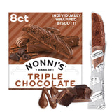 Nonni's Triple Chocolate Biscotti, Individually Wrapped Italian Cookie Snacks, 8 Servings (Pack of 1)