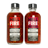 Hell Fire Detroit Cherry Bomb & Fresno Combo (Medium) Hot Sauce, Crafted with Fresh, Fire-Roasted Chile Peppers, All-Natural, Vegan, Gluten-Free, Low