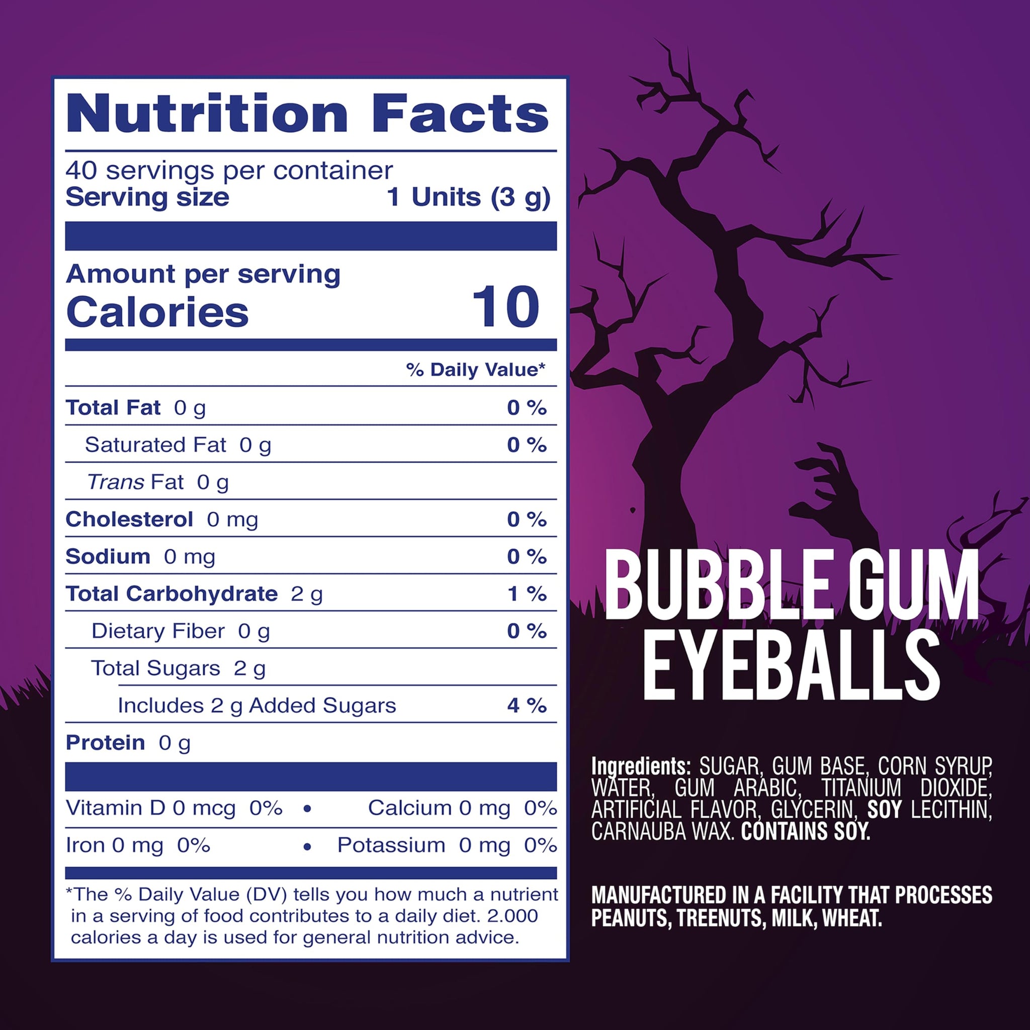 Colombina Scary Eyeballs Bubblegum, Halloween Party Favors, 40 Count (Pack of 1)